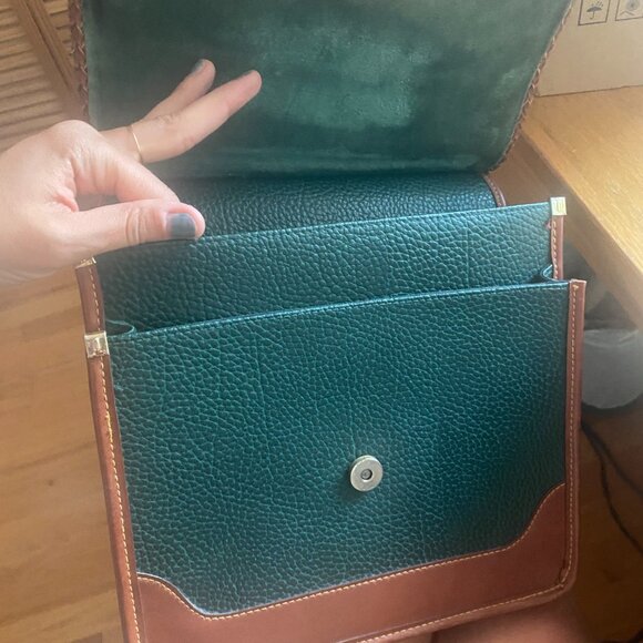 Vintage Dooney & Bourke satchel handbag green leather 8x10 - Picture 8 of 10